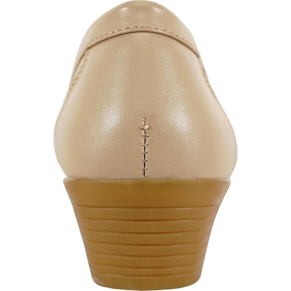 Women Champagne Faux Leather Round Toe Removable Insole Wedge Slip-On Loafer - Picture 8 of 8